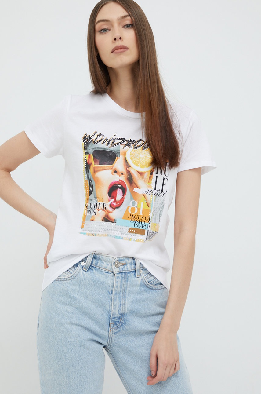 

Хлопковая футболка Guess цвет белый