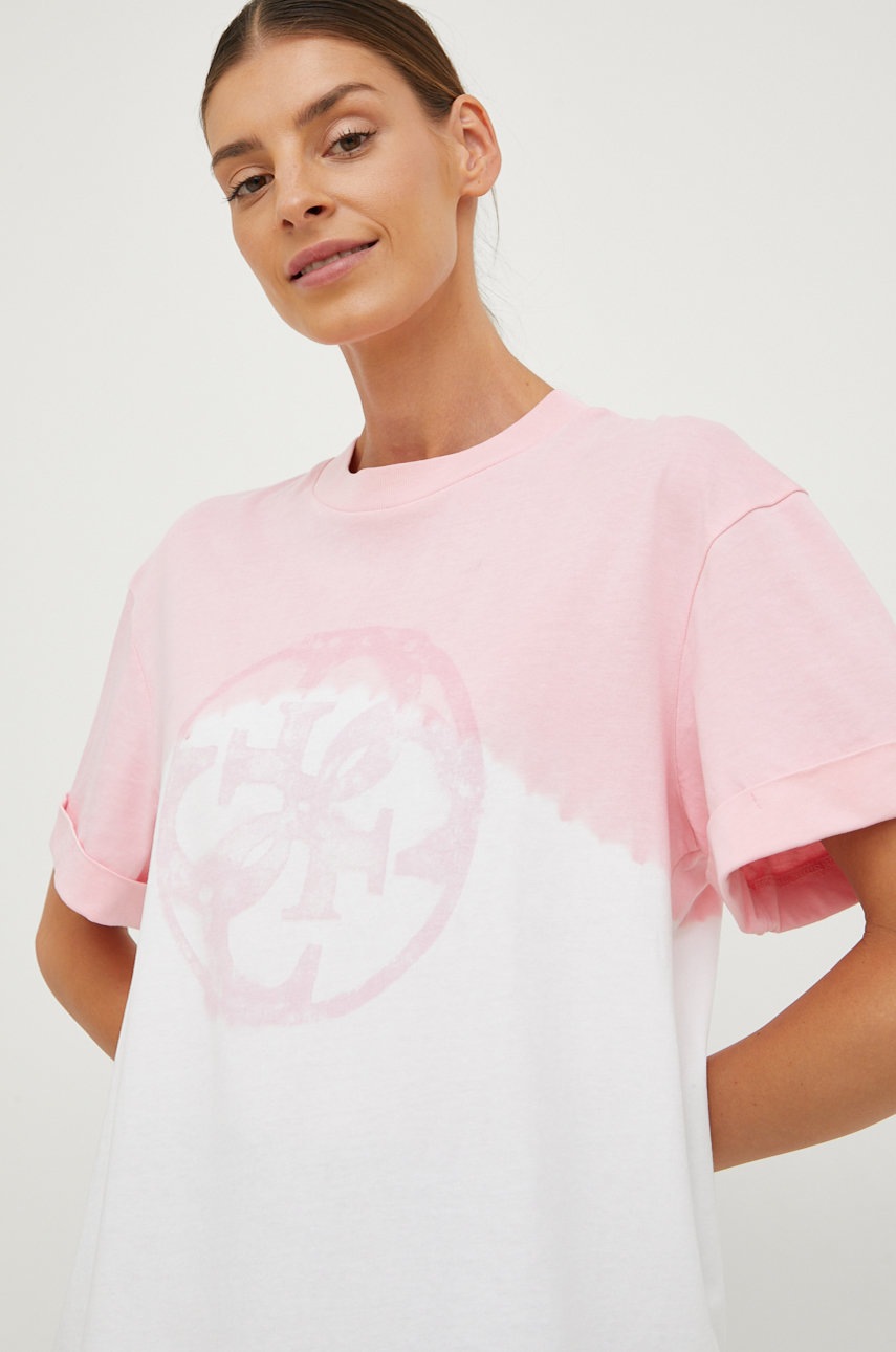 

Памучна тениска Guess в розово, Розов