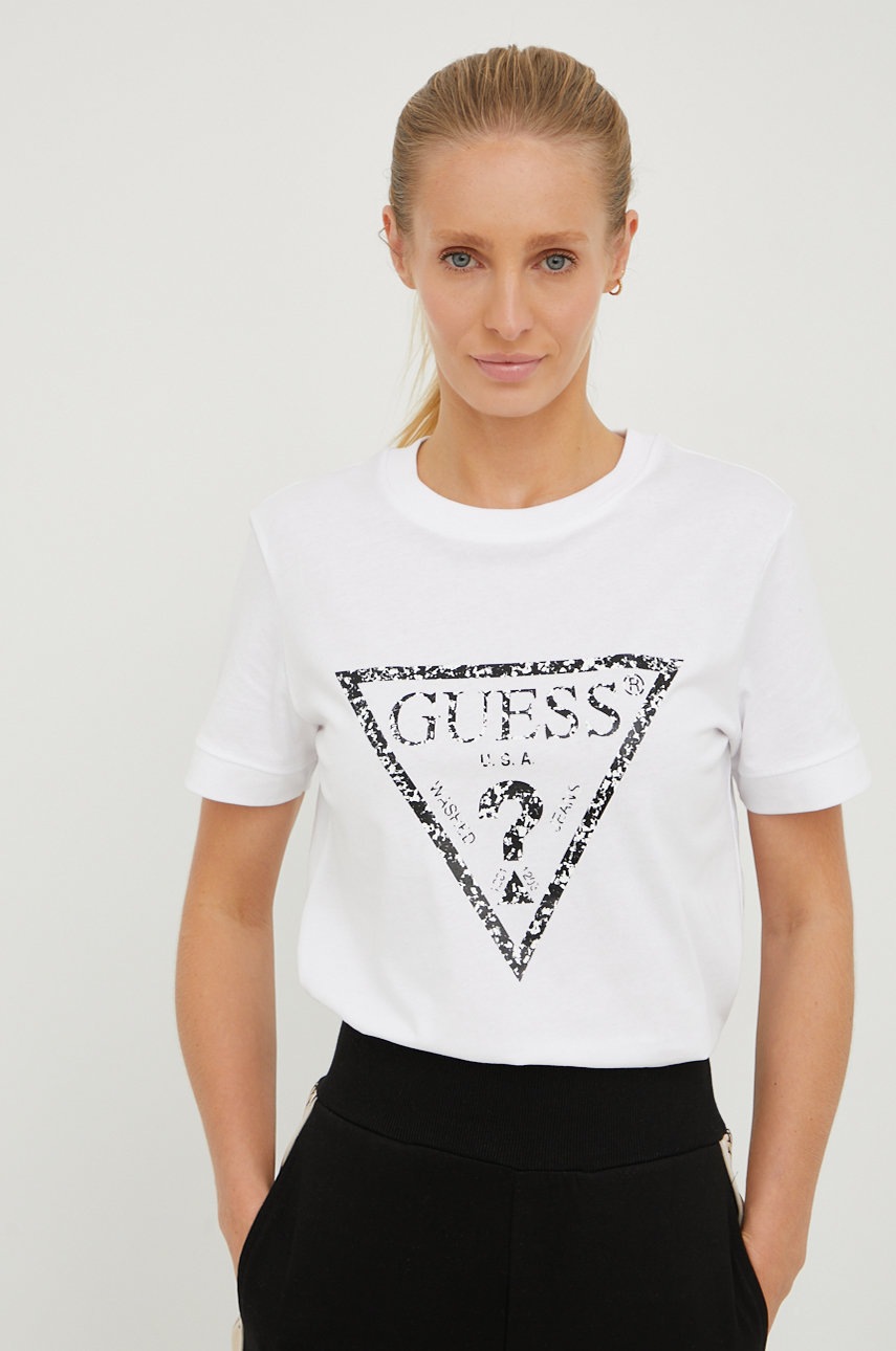 

Бавовняна футболка Guess колір білий