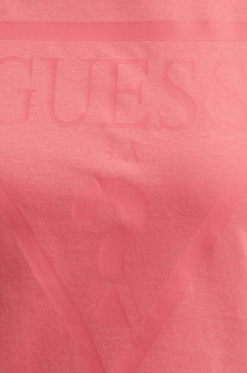 Βαμβακερό μπλουζάκι Guess χρώμα: ροζ φωτογραφία