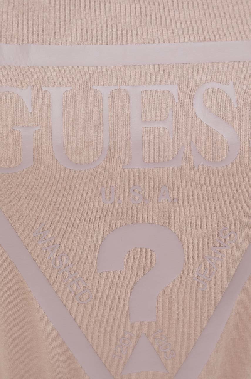 Βαμβακερό μπλουζάκι Guess χρώμα: ροζ φωτογραφία