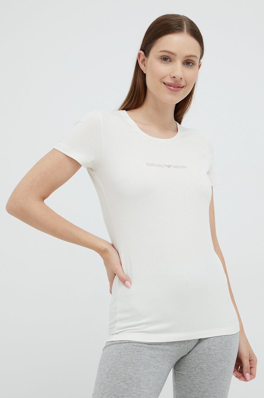Emporio Armani Underwear t-shirt damski kolor beżowy