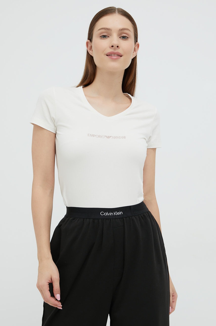 

Тениска Emporio Armani Underwear в бежово, Бежов