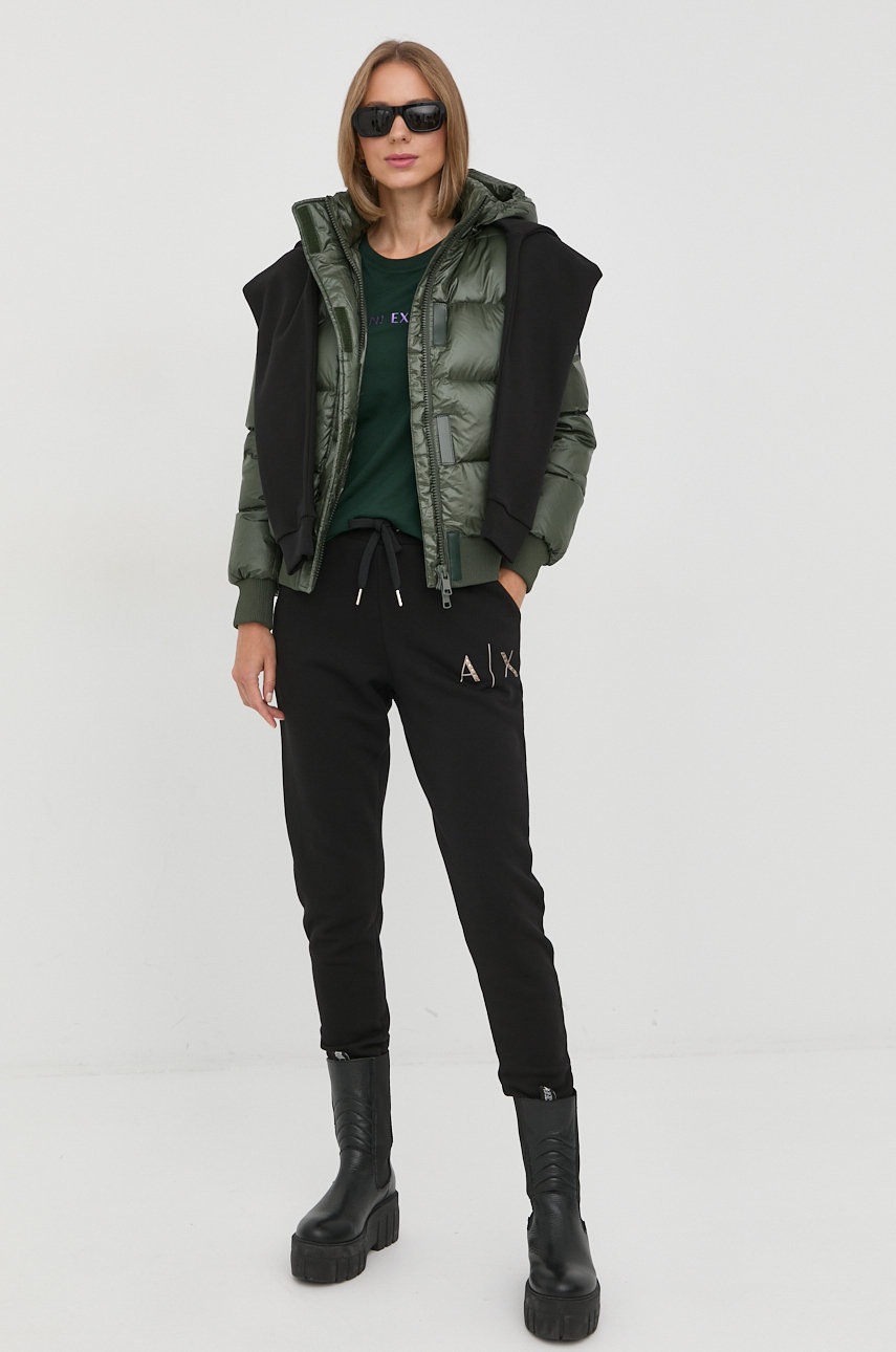 

Бавовняна футболка Armani Exchange колір зелений