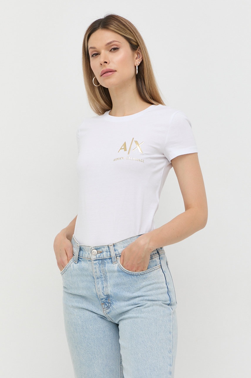 

Тениска Armani Exchange в бяло, Бял