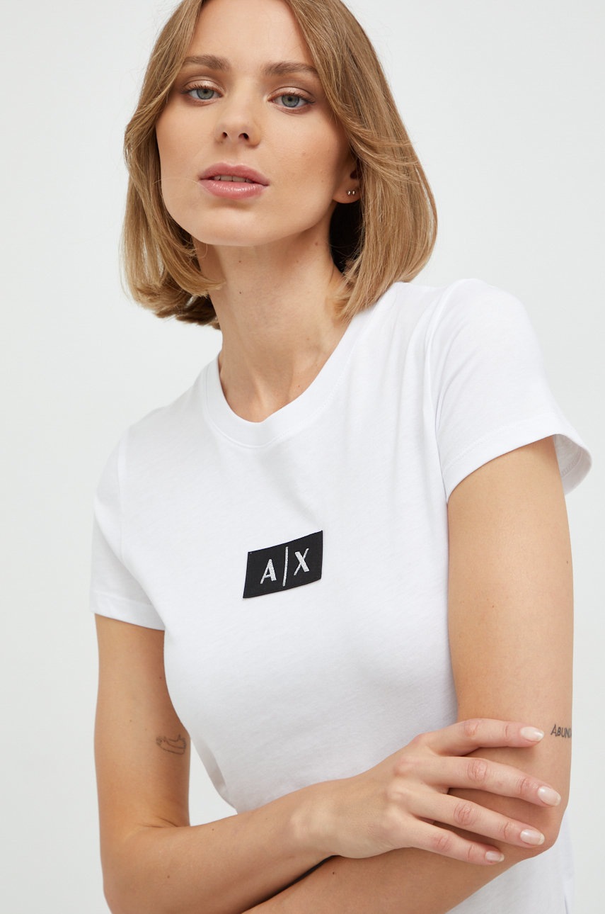 

Памучна тениска Armani Exchange в бяло, Бял
