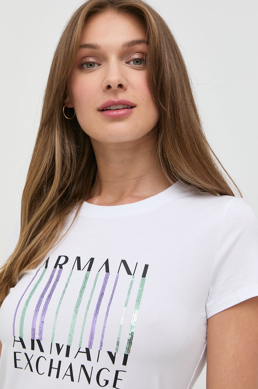 

Тениска Armani Exchange в бяло, Бял