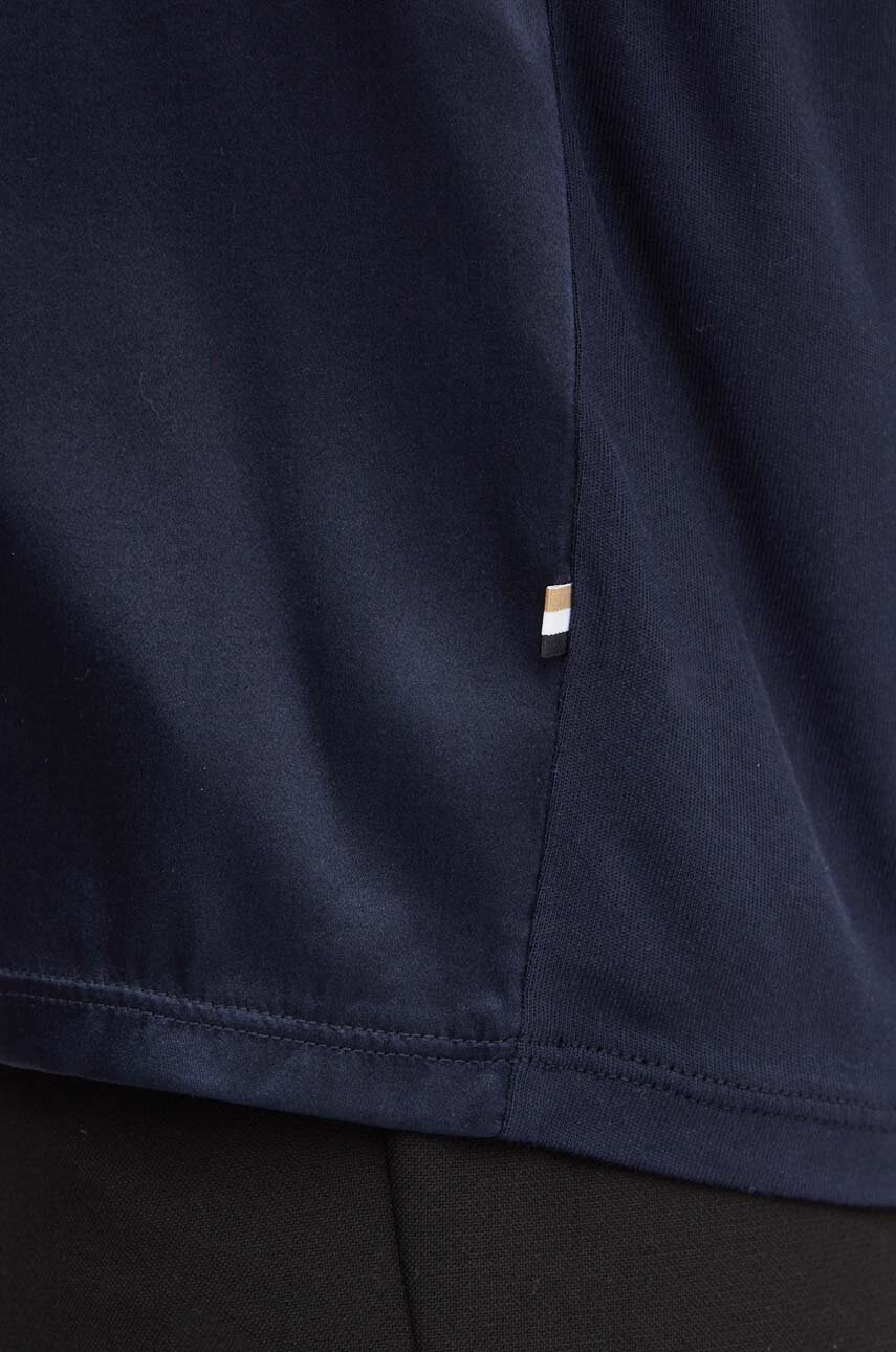 T-shirt από μείγμα μεταξιού BOSS χρώμα: ναυτικό μπλε φωτογραφία