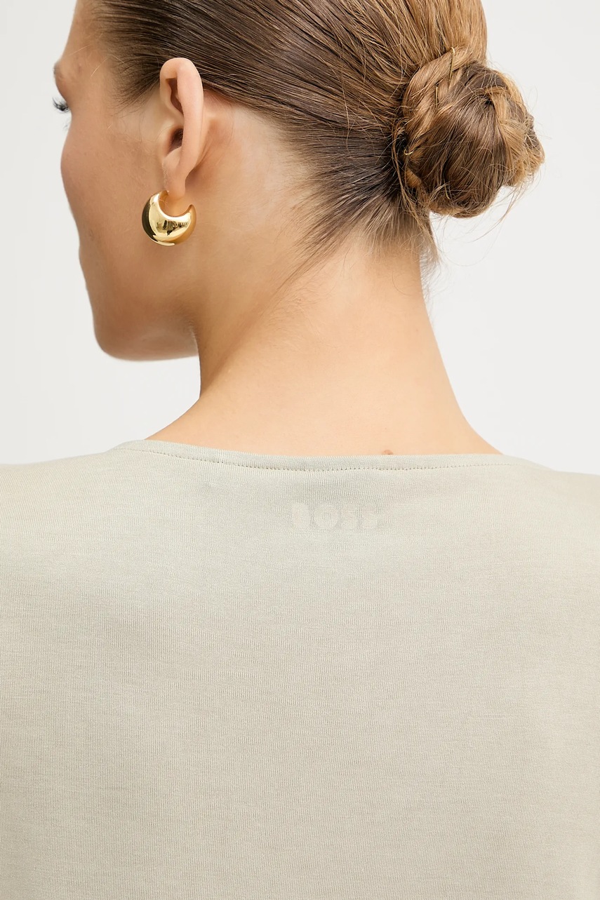 T-shirt από μείγμα μεταξιού BOSS χρώμα: μπεζ, 50457656 φωτογραφία