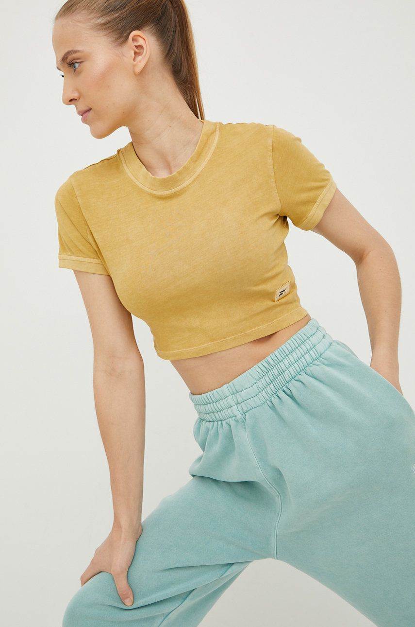 Bavlněné tričko Reebok Classic žlutá barva - žlutá -  Hlavní materiál: 100% Bavlna Stahová