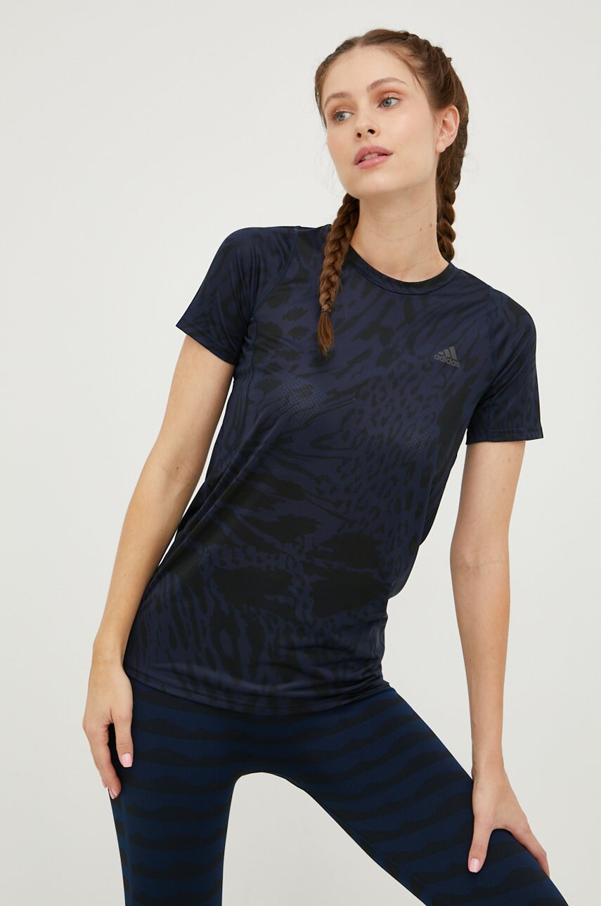 Adidas performance tricou de alergare fast culoarea albastru marin