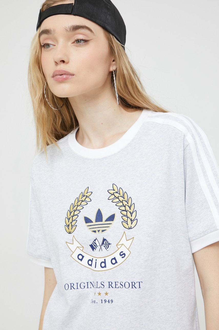 

Памучна тениска adidas Originals в сиво, Сив