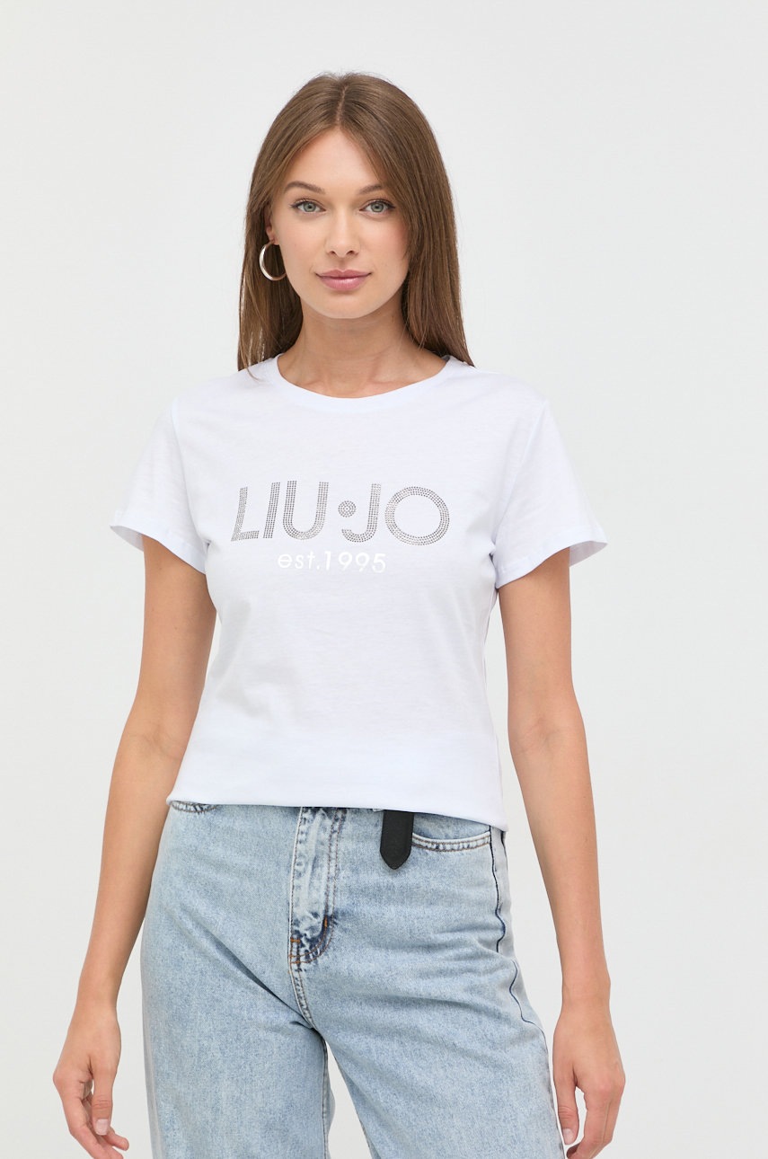 

Памучна тениска Liu Jo в бяло, Бял