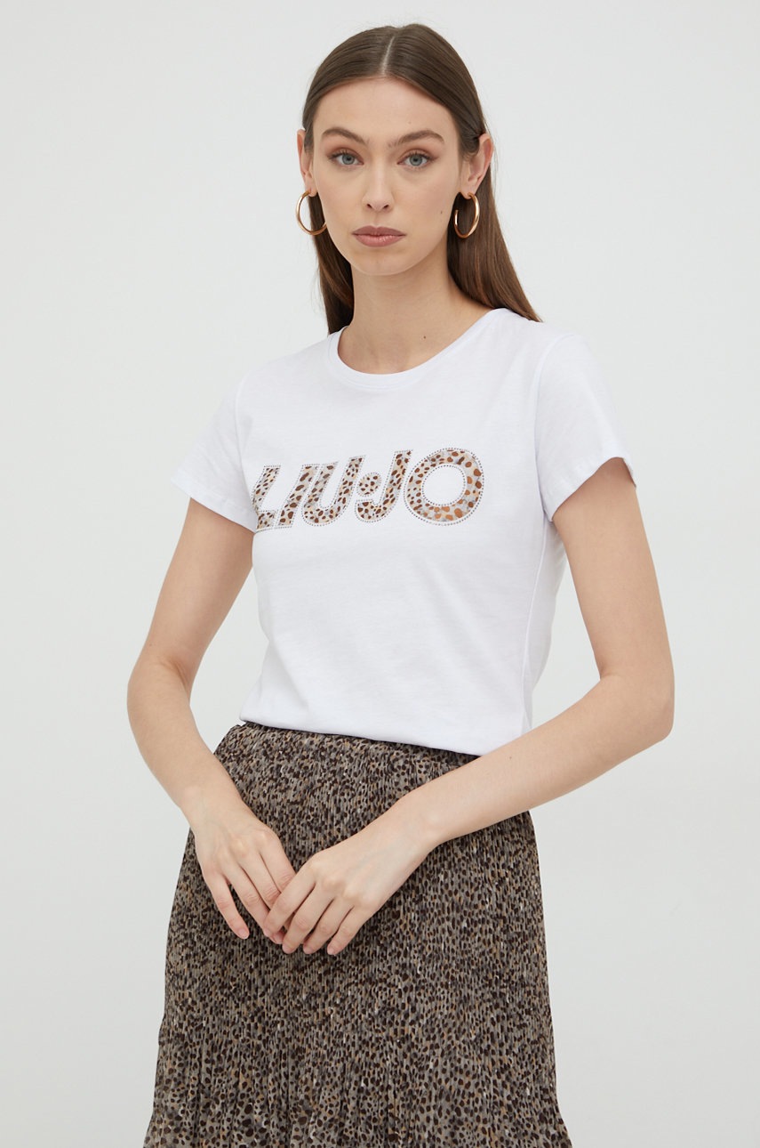 

Памучна тениска Liu Jo в бяло, Бял