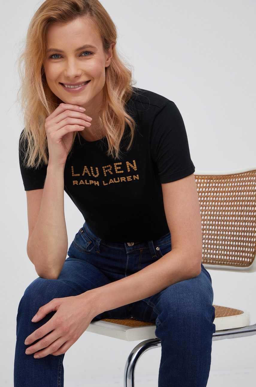 

Тениска Lauren Ralph Lauren в черно, Черен