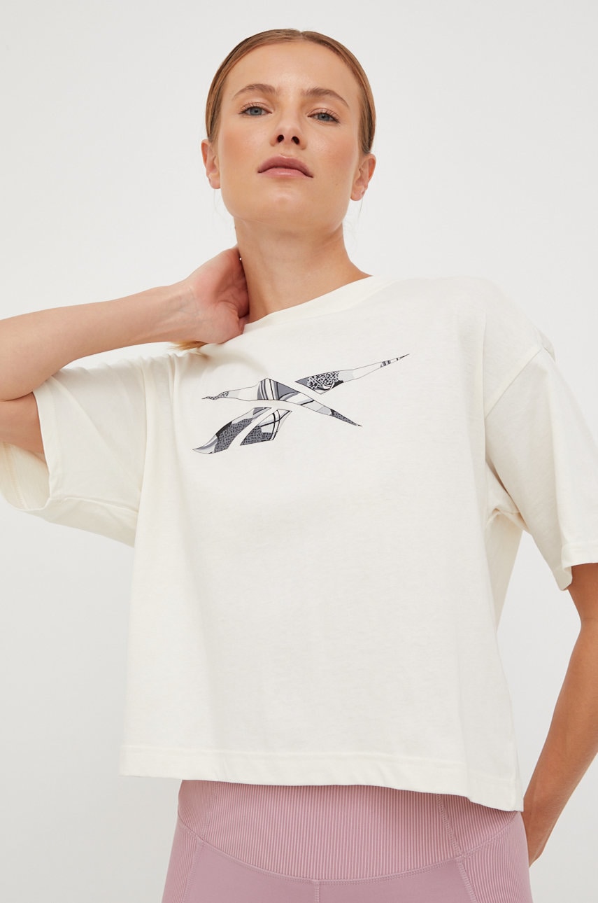 Reebok tricou classics winter pack femei, culoarea bej
