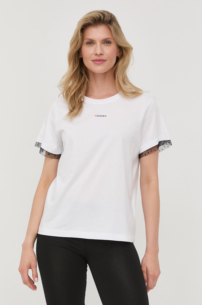 

Памучна тениска Red Valentino в бяло, Бял