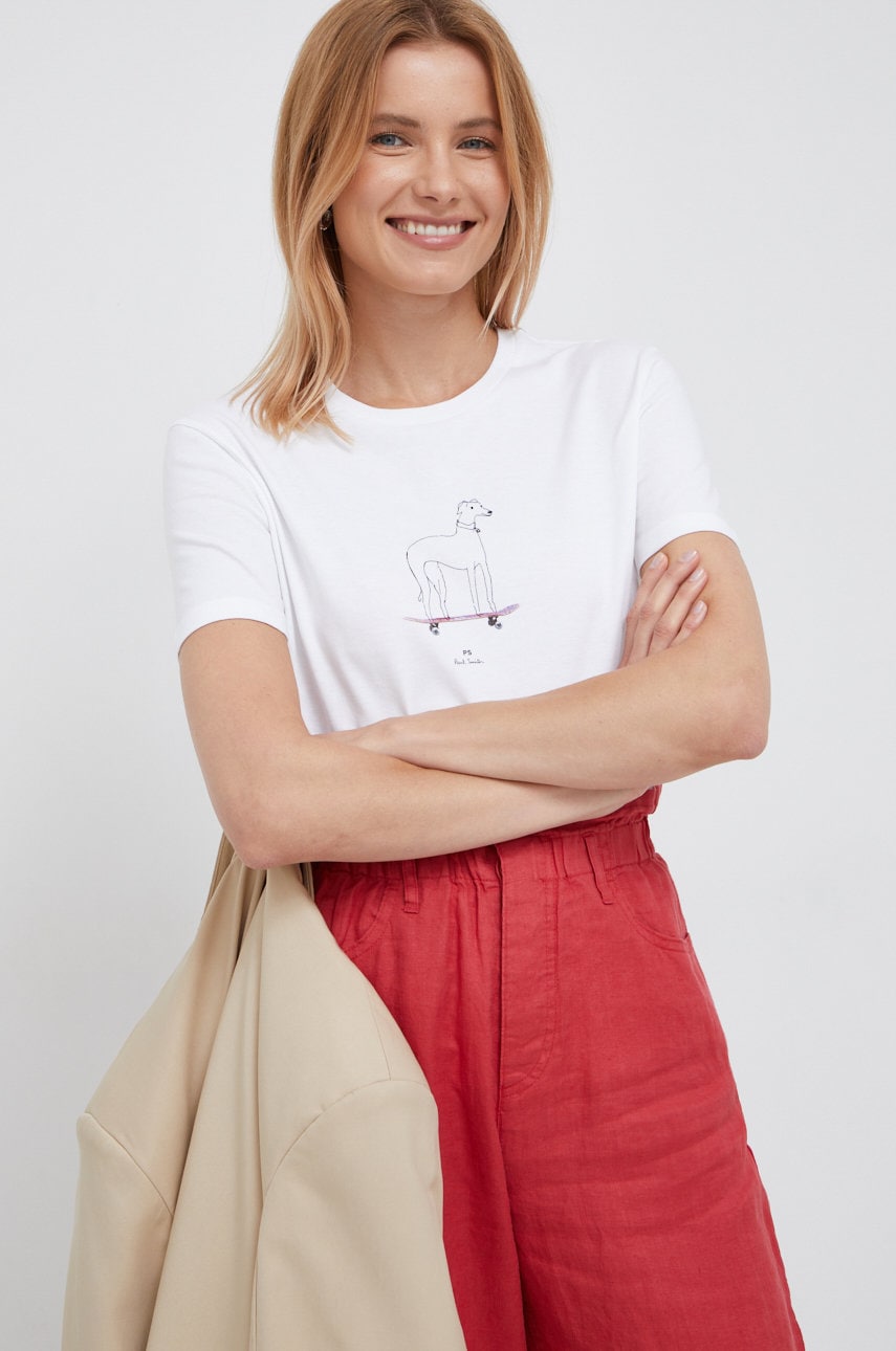 Ps paul smith tricou din bumbac culoarea alb