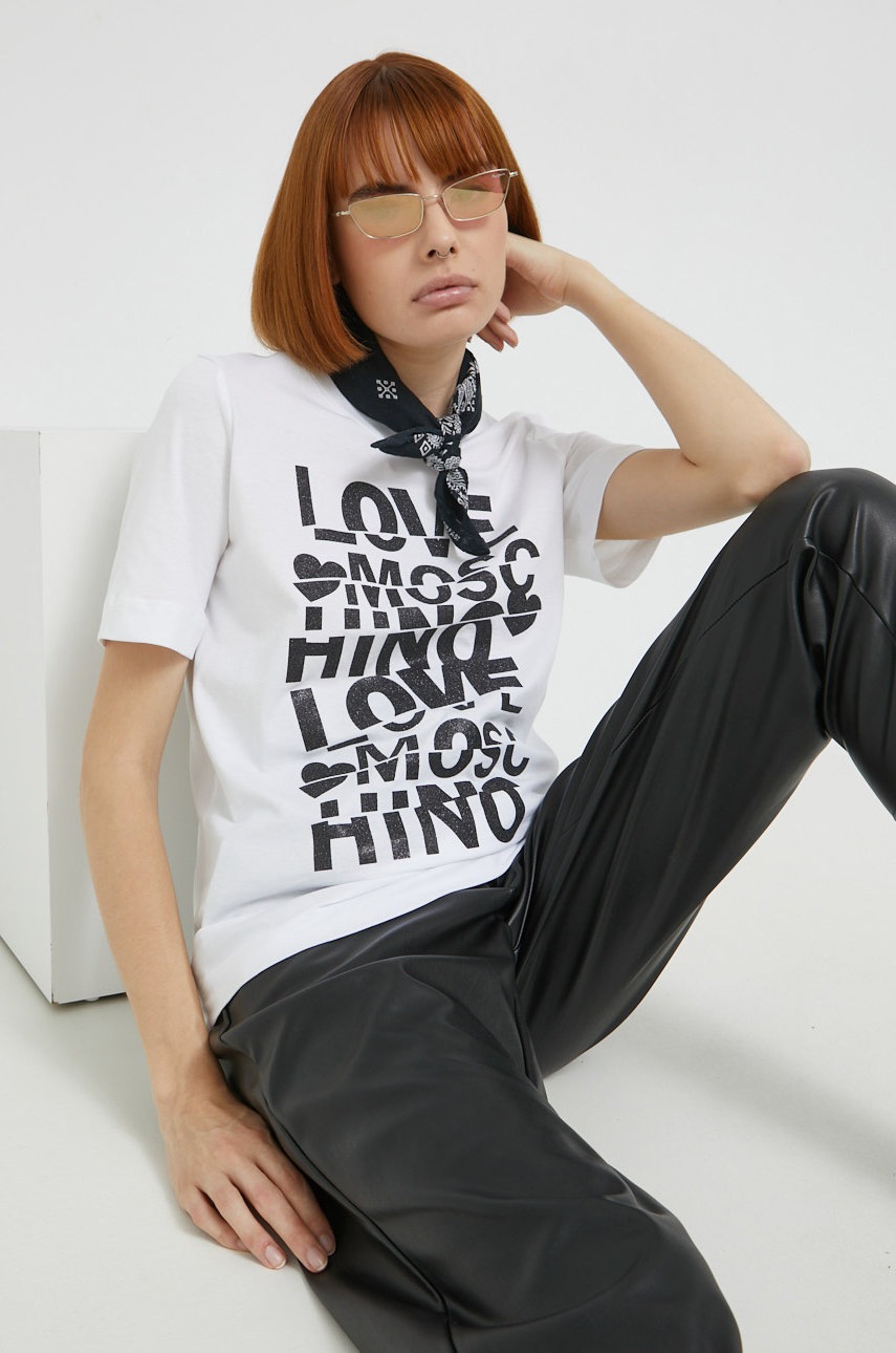 

Памучна тениска Love Moschino в бяло, Бял