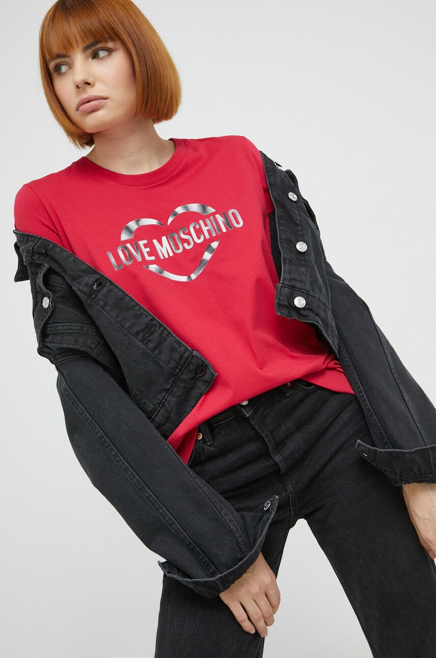 

Хлопковая футболка Love Moschino цвет красный