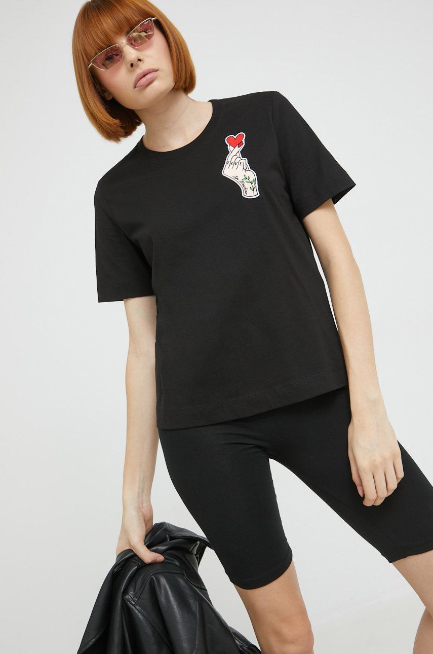 Love Moschino tricou din bumbac culoarea negru answear.ro imagine promotii 2022