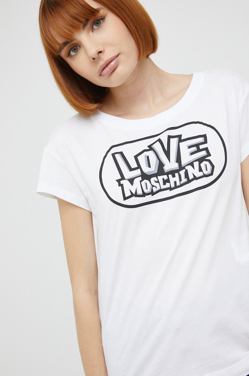 Love Moschino tricou din bumbac culoarea alb answear.ro