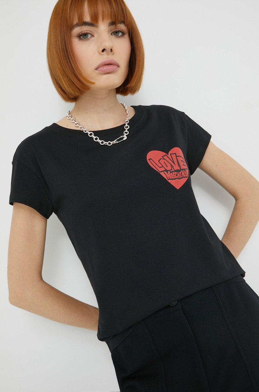 

Памучна тениска Love Moschino в черно, Черен
