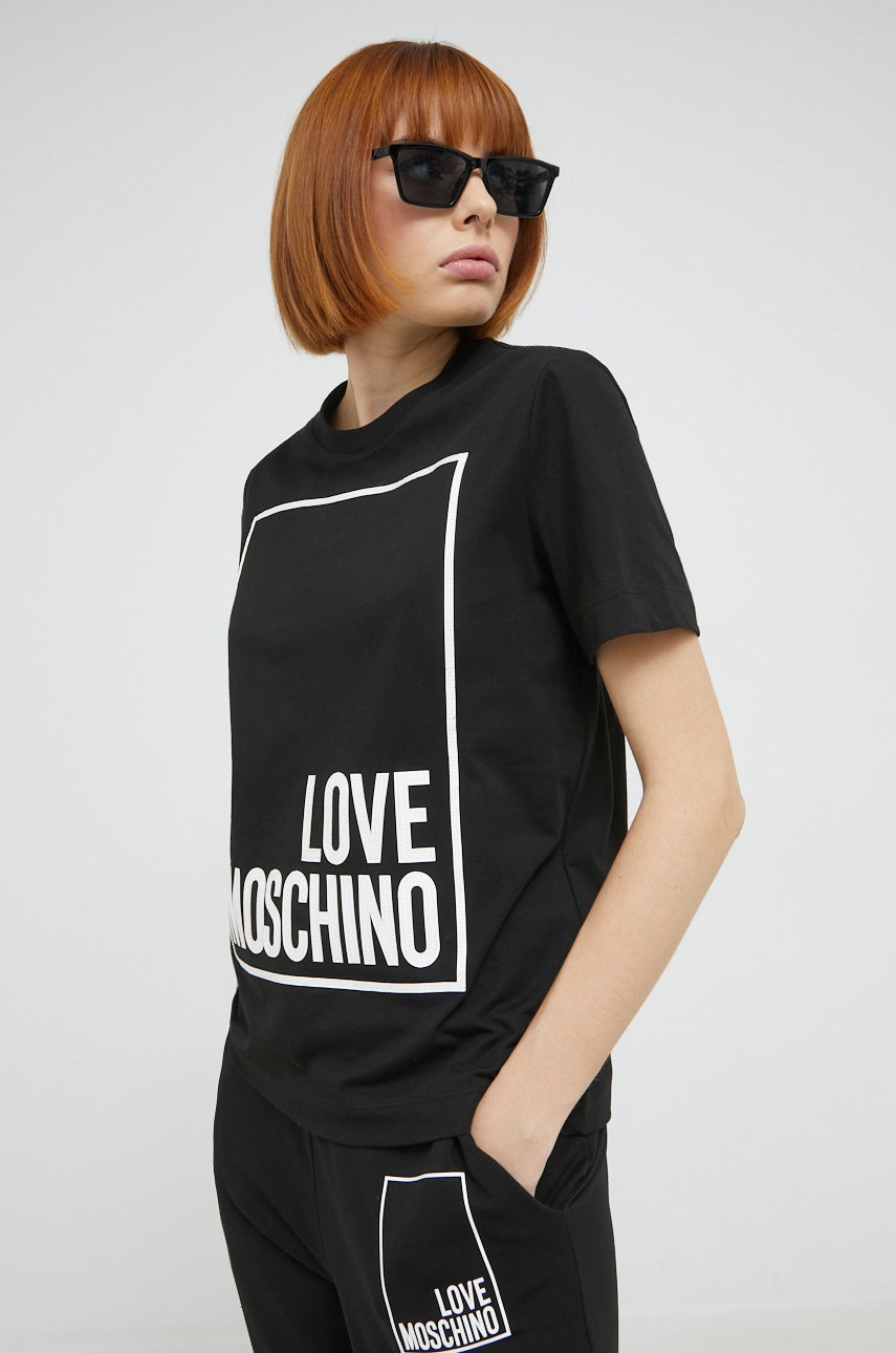 

Памучна тениска Love Moschino в черно, Черен