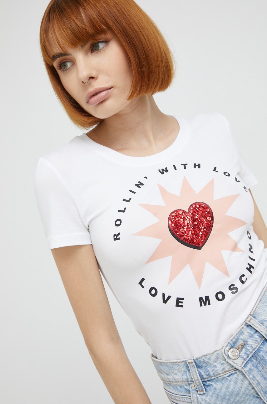 

Тениска Love Moschino в бяло, Бял