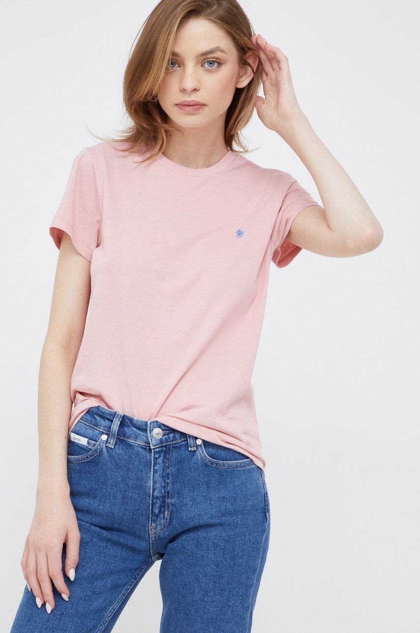

Памучна тениска Polo Ralph Lauren в розово, Розов