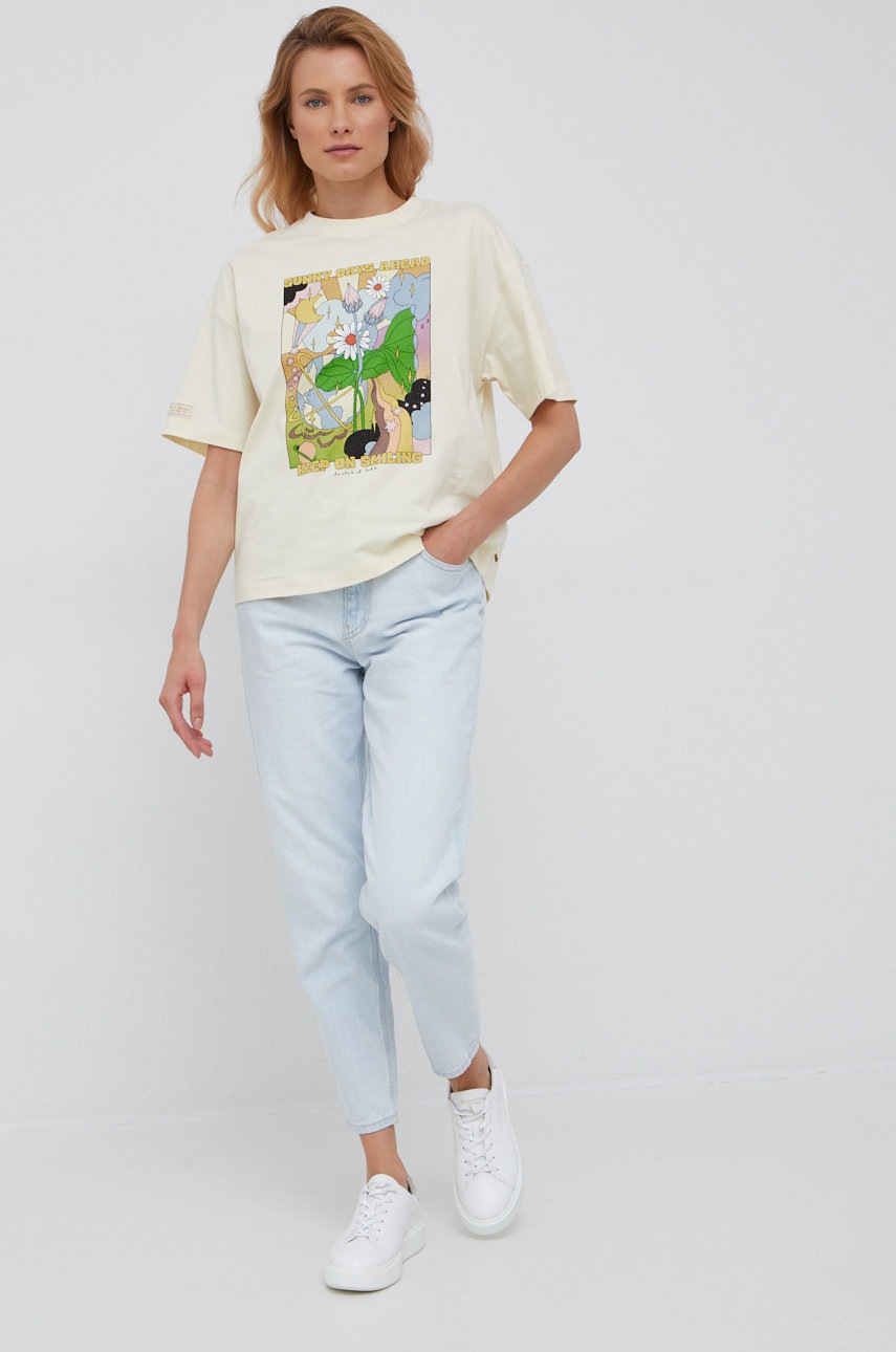 

Бавовняна футболка Scotch & Soda колір бежевий