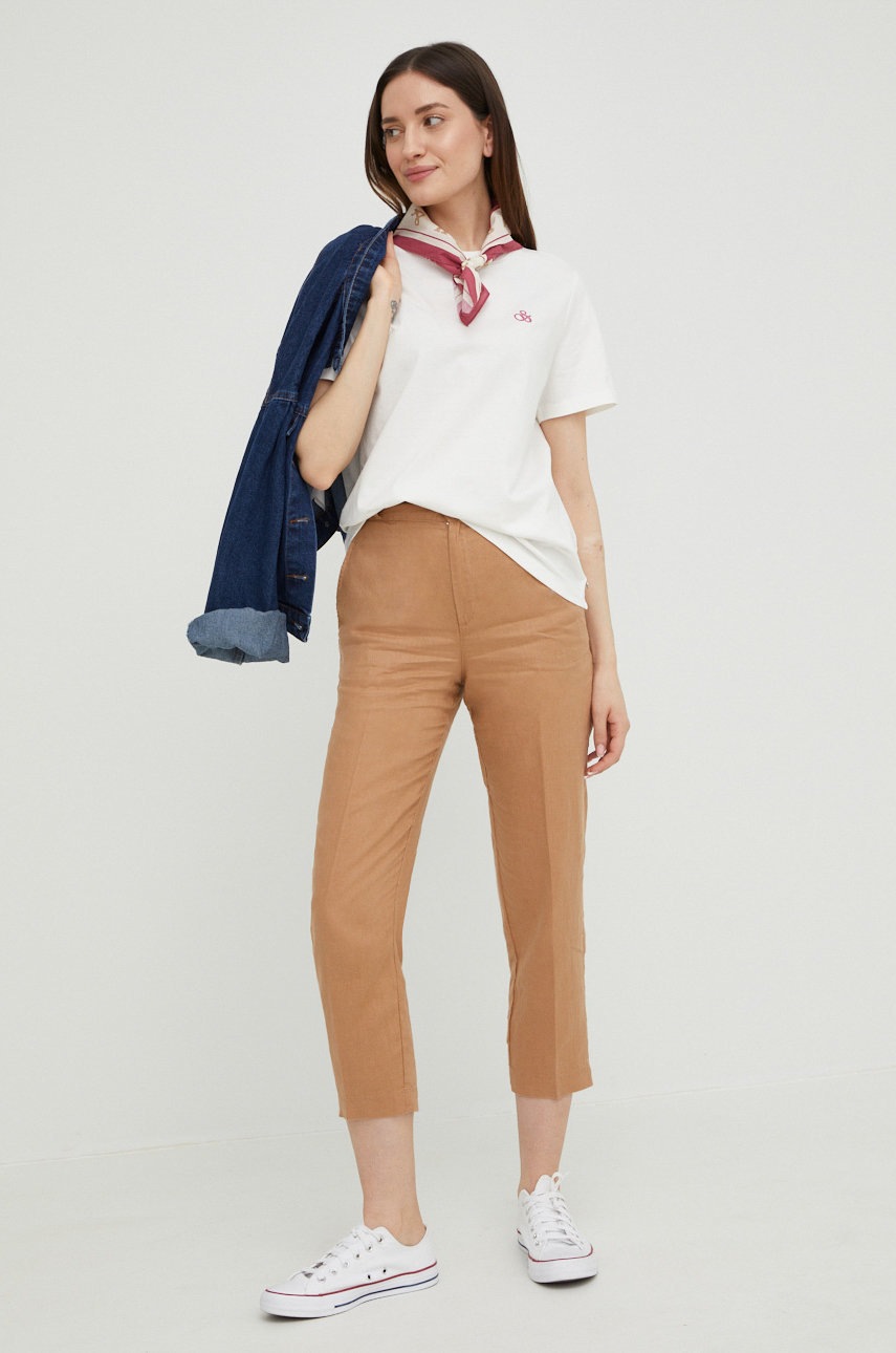 

Хлопковая футболка Scotch & Soda цвет бежевый