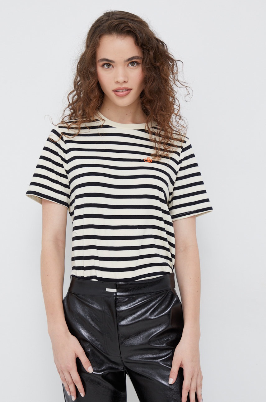 

Памучна тениска Scotch & Soda в бежово, Бежов