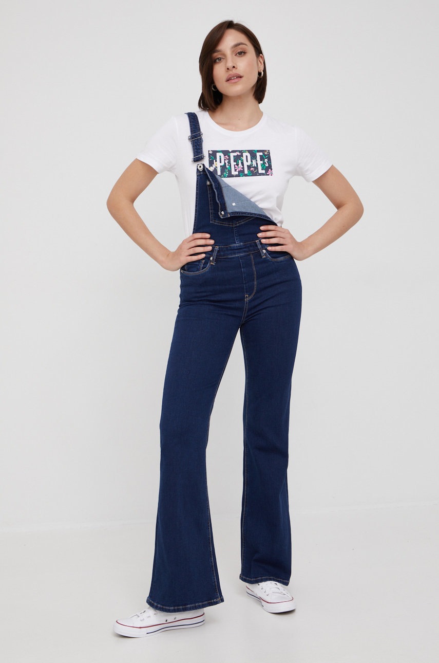 

Хлопковая футболка Pepe Jeans цвет белый