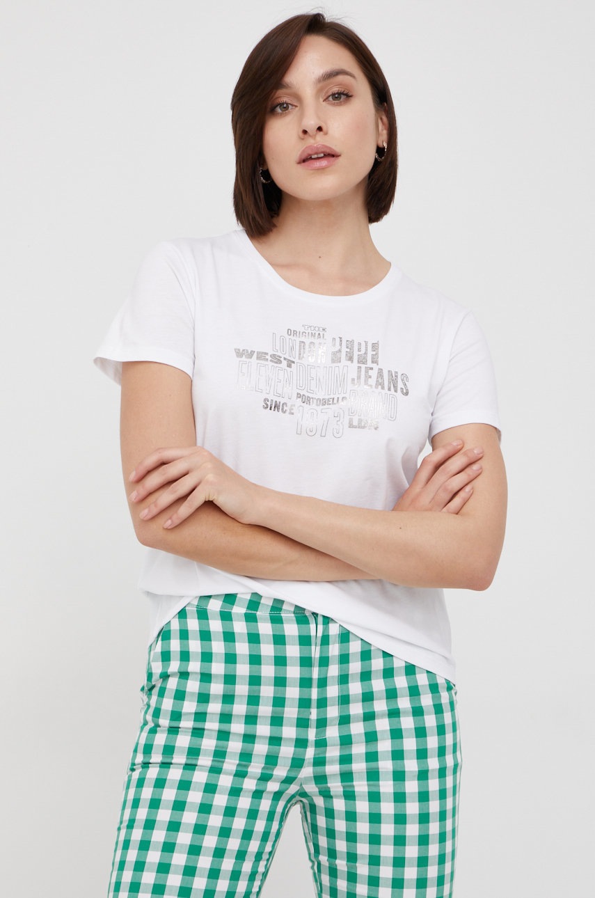 

Памучна тениска Pepe Jeans в бяло, Бял