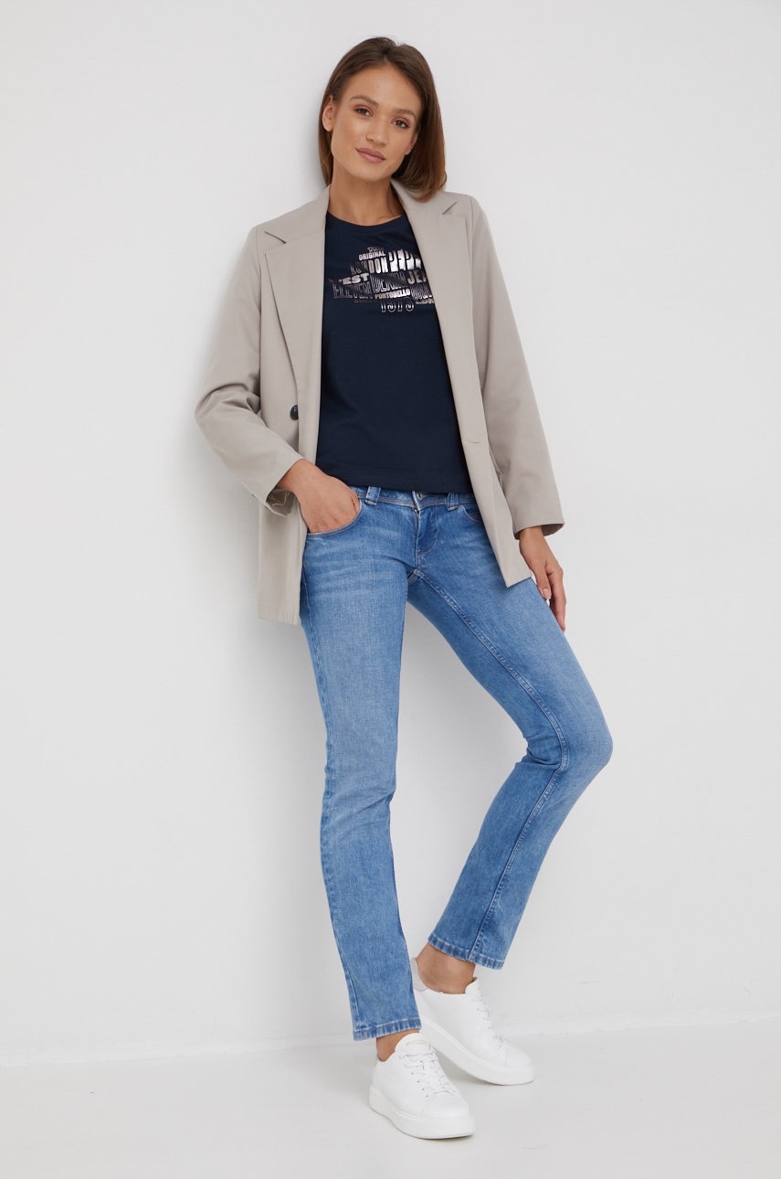

Хлопковая футболка Pepe Jeans цвет синий