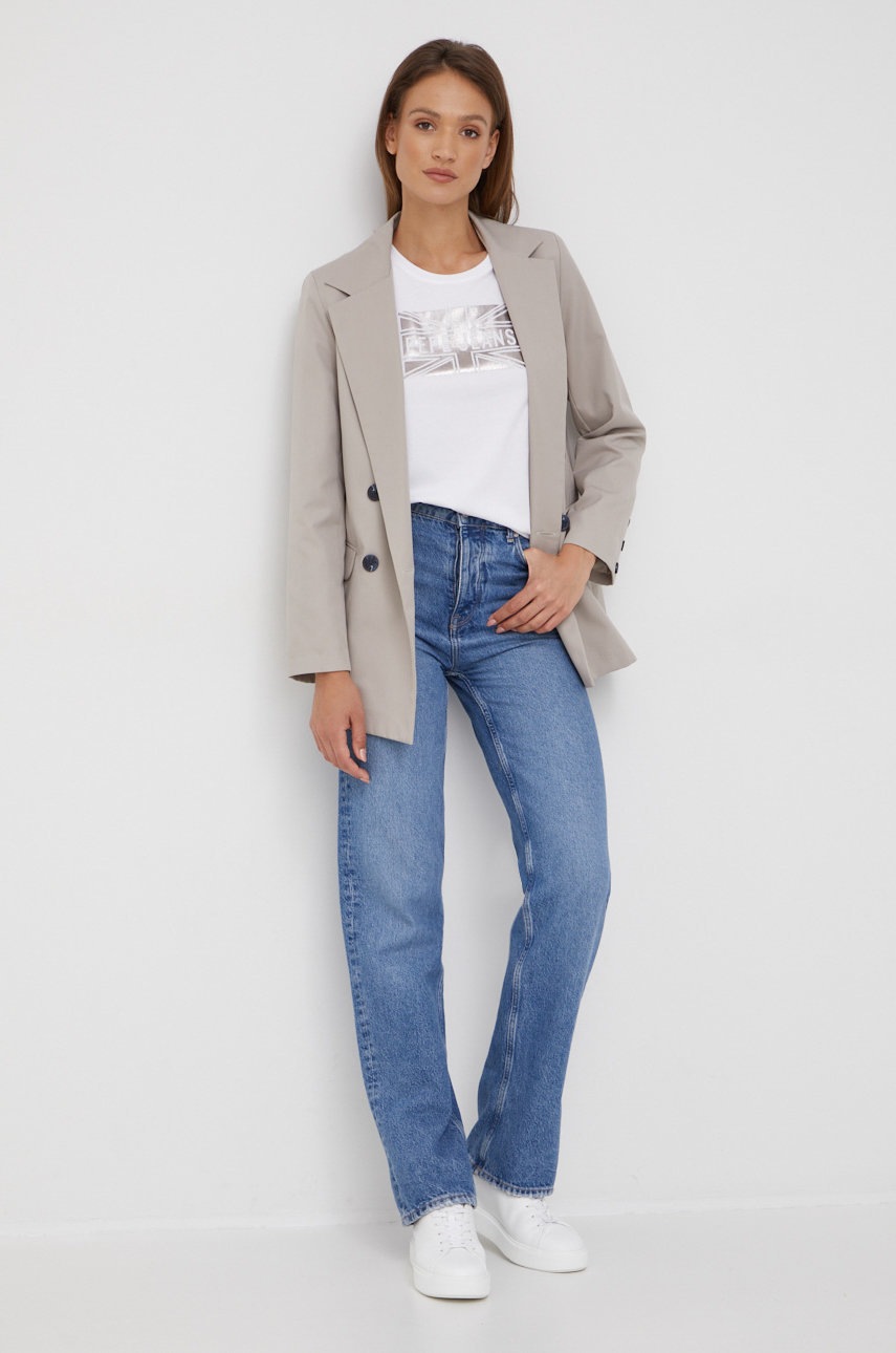 

Хлопковая футболка Pepe Jeans цвет белый