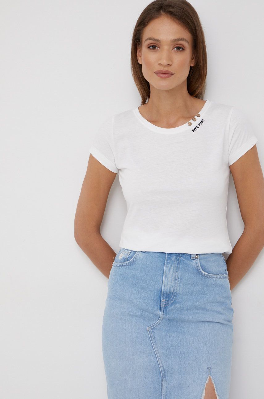 Pepe Jeans t-shirt damski kolor biały
