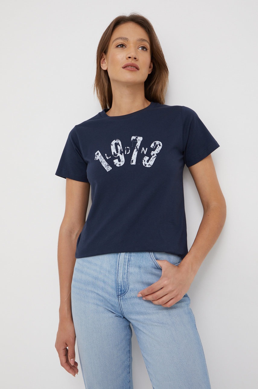 

Памучна тениска Pepe Jeans в тъмносиньо, Тъмносин