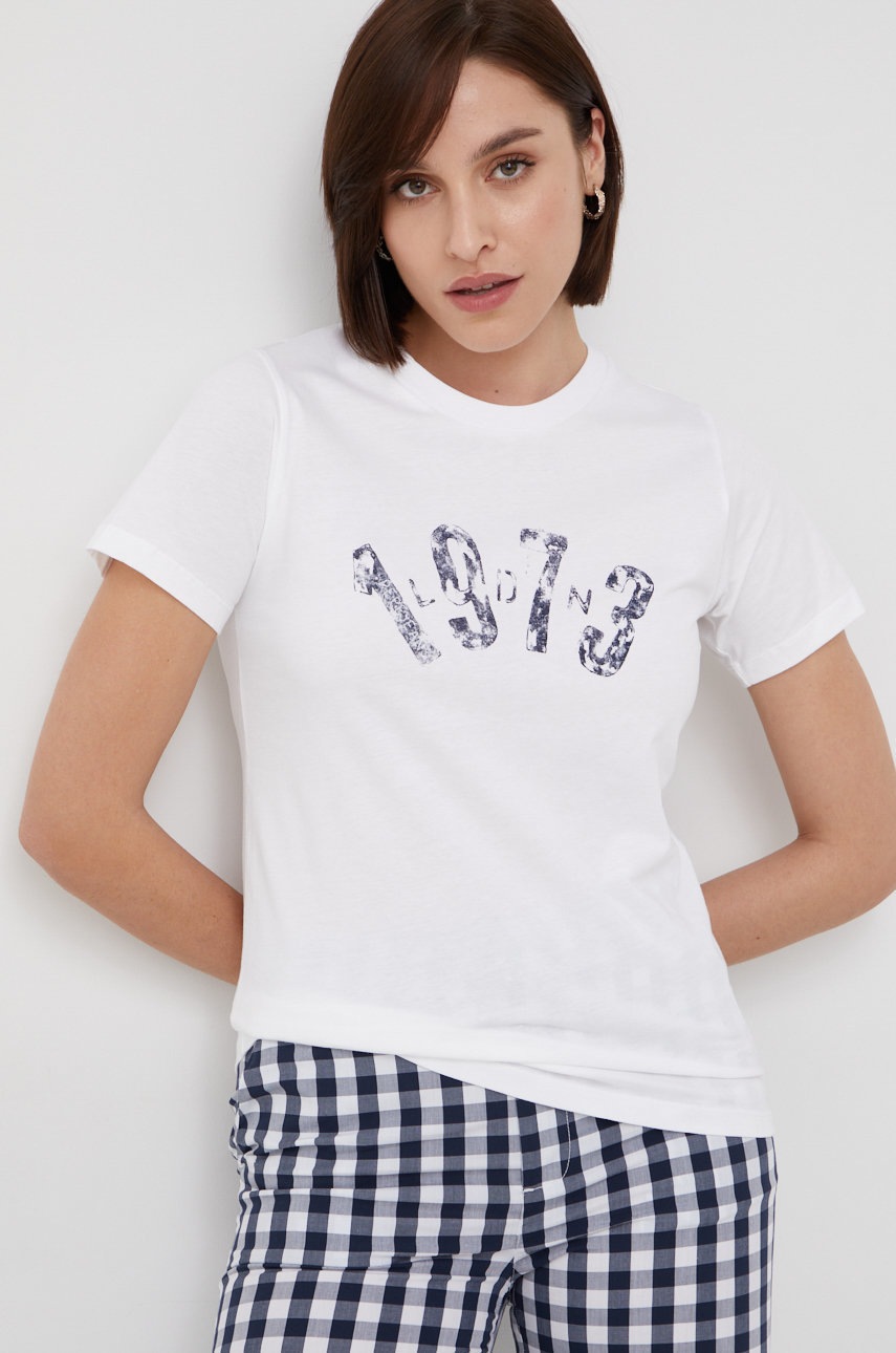 

Памучна тениска Pepe Jeans в бяло, Бял