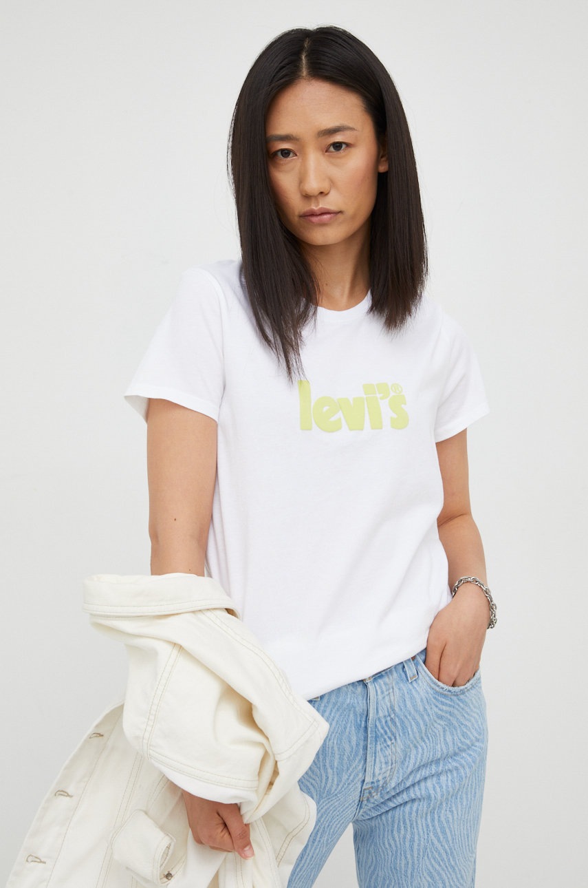 

Памучна тениска Levi's в бяло, Бял