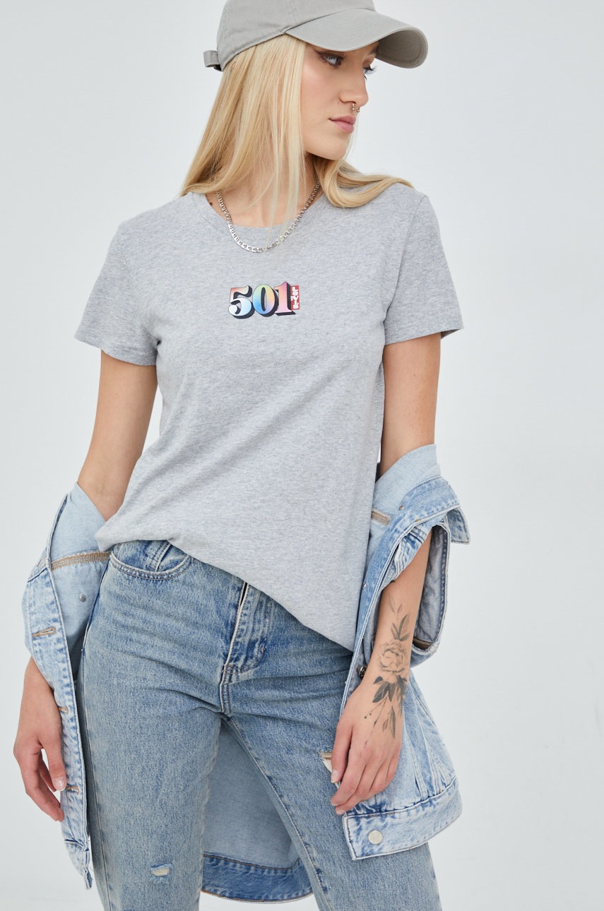

Памучна тениска Levi' в сиво, Сив