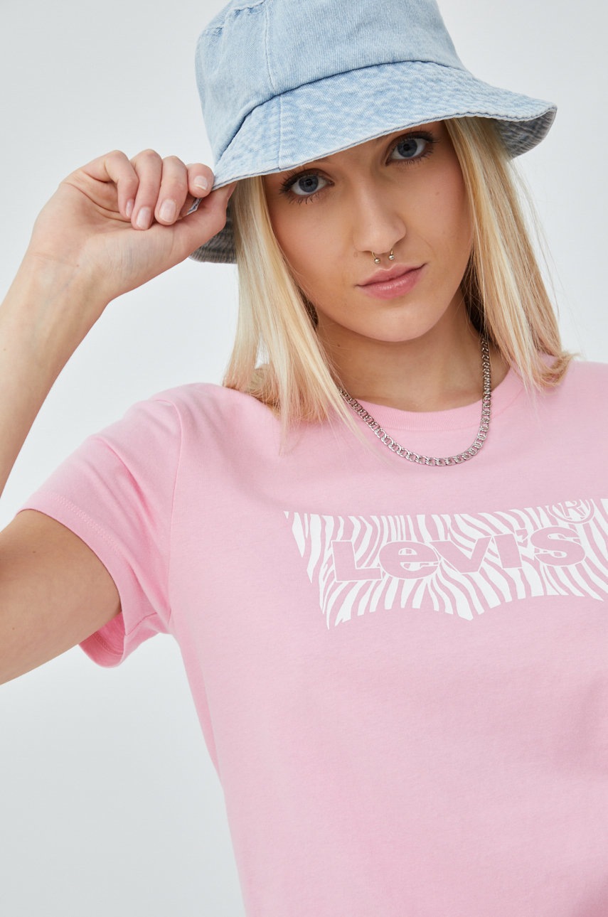 

Памучна тениска Levi's в розово, Розов