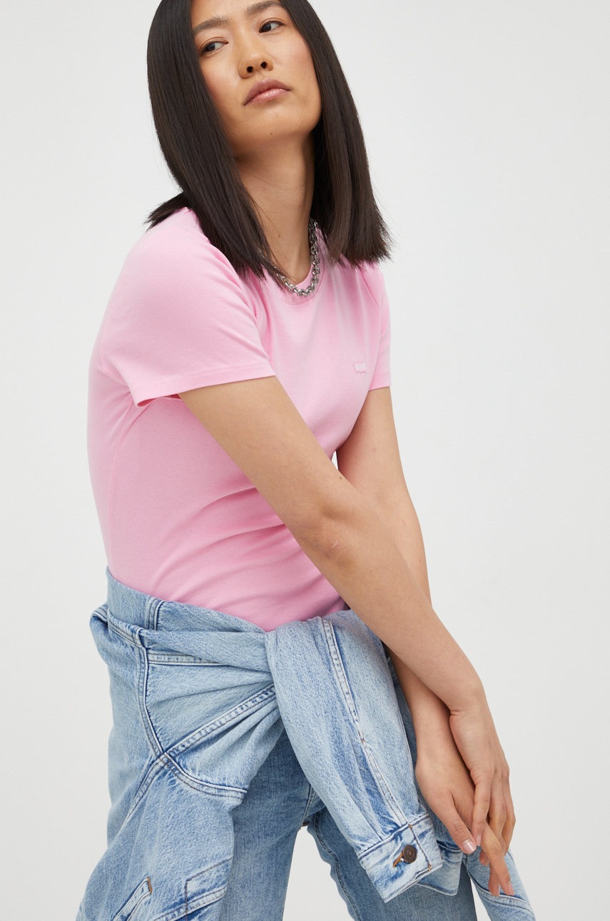 

Памучна тениска Levi's в розово, Розов