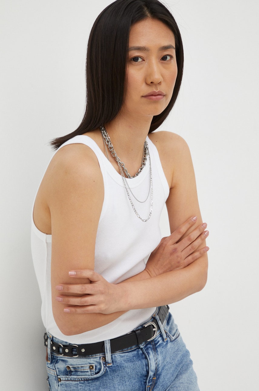 Levi's top din bumbac culoarea alb