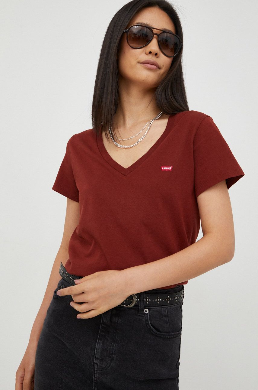 Levi's t-shirt bawełniany kolor bordowy