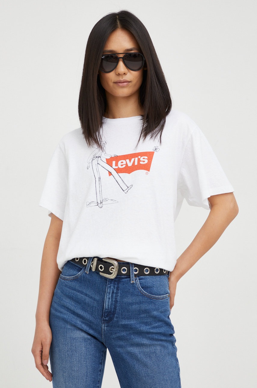 

Памучна тениска Levi's в бяло, Бял
