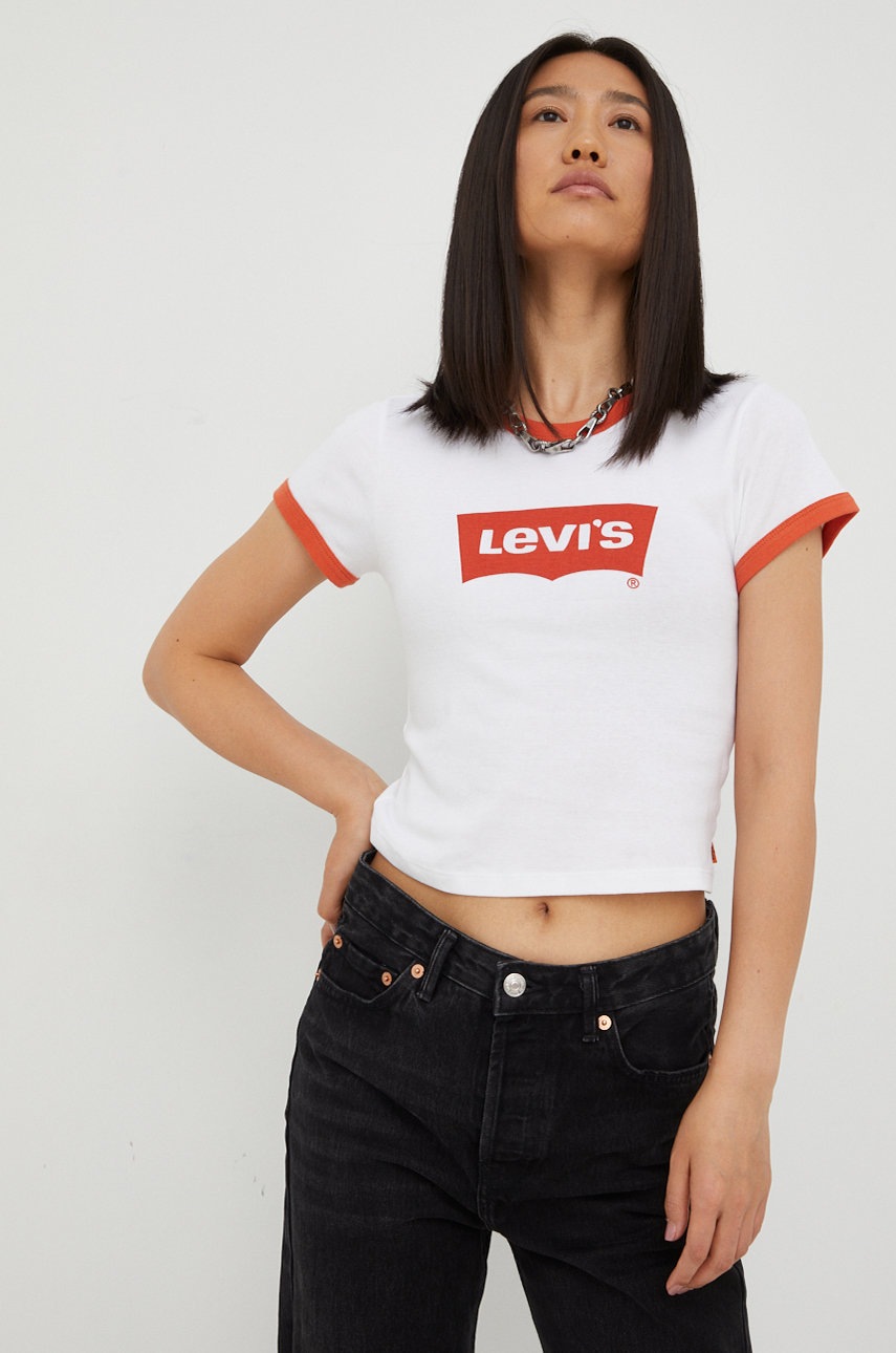 

Памучна тениска Levi's в бяло, Бял