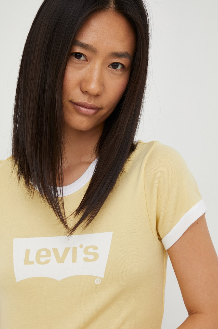 Levi's tricou din bumbac culoarea bej