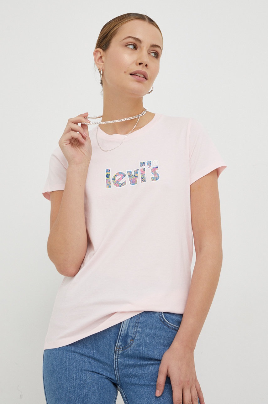 

Памучна тениска Levi's в розово, Розов